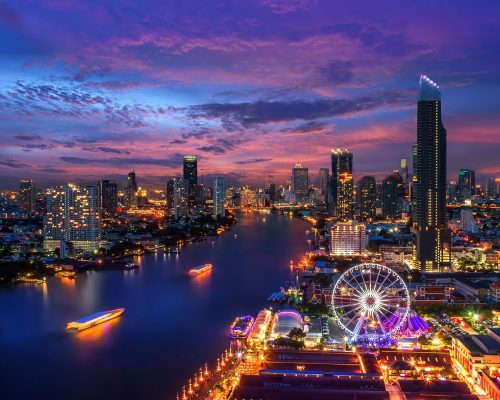 Bangkok cityscape. Bangkok night view in the business district. at twilight