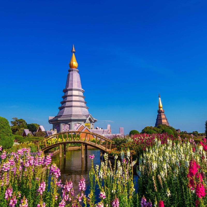 Landmark pagoda in doi Inthanon national park at Chiang mai, Thailand.